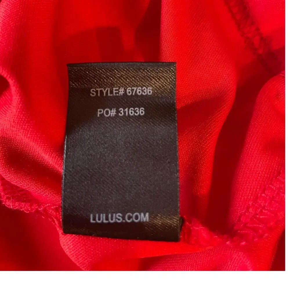 Lulus Milana Red Floral Mini Dress Sz S Ruched Plunge Neckline Flirty Party - Picture 13 of 16